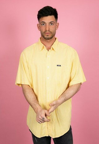 90S VINTAGE YELLOW & WHITE GINGHAM CHECK CHAPS RALPH LAUREN