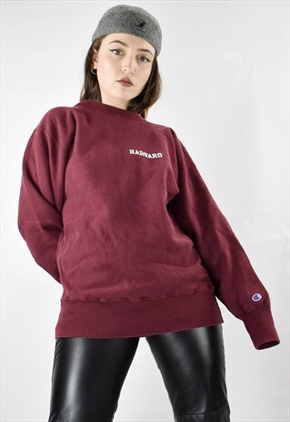 UNISEX VINTAGE 90S CHAMPION BURGUNDY HARVARD COLLEGE SWEAT