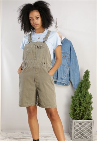 VINTAGE DENIM DUNGAREES SHORTS Z459