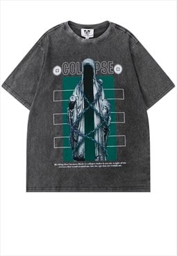 Ghost t-shirt Gothic Roman tee in vintage acid grey