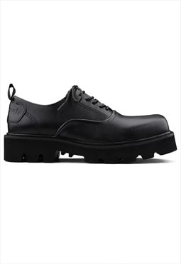 Square toe Derby shoes platform edgy Goth brogues in black