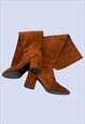 TAN BROWN KNEE HIGH SUEDE HEELED BOOTS