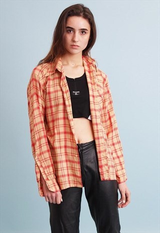 90'S RETRO GRUNGE CHECKED OVERSIZED SHIRT TOP