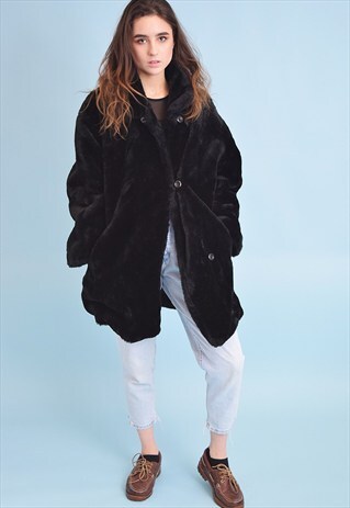 VINTAGE 80'S RETRO OVERSIZED FAUX FUR COAT