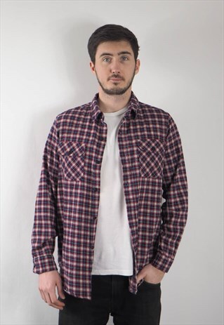 VINTAGE RED BLUE CHECKED SHIRT