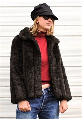 VINTAGE 80S FAUX FUR COAT