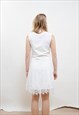 VINTAGE 90S FITTED WHITE LACE SCOOP NECK MIDI SLIP DRESS S 