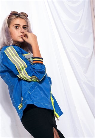VINTAGE RAVE JACKET 90S REFLECTIVE RAINCOAT WINDBREAKER