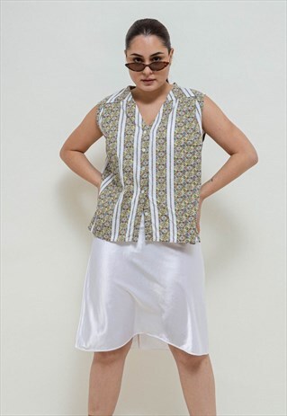 Vintage 80s Boho Multicolor V Neck Aztec Print Unisex Vest L