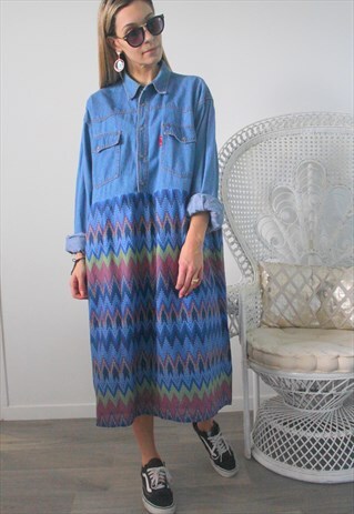 DRESS SHIRT ONE SIZE VINTAGE ETHNIC PRINTED