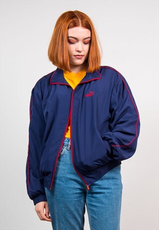 VINTAGE 90'S NAVY PUMA TRACKSUIT JACKET TOP