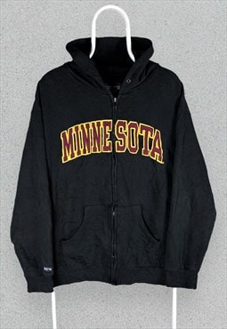 Vintage Minnesota Black Hoodie Full Zip Up Mens Large