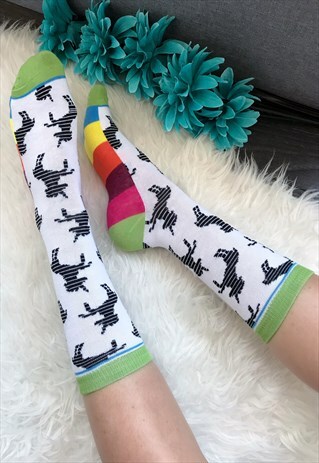 MULTI-COLOURED UNICORN ANKLE SOCKS