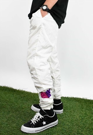VINTAGE 90'S TENNIS STYLE WHITE SHELL TROUSERS