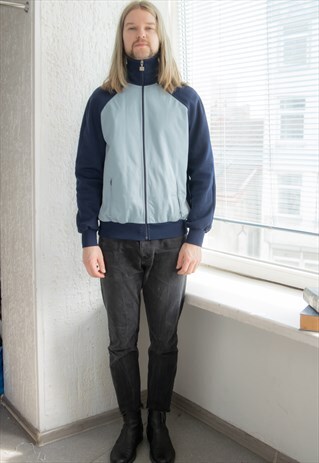 Vintage 80's Sport Bomber Jacket In Blue