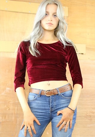 WINE VELVET CROP TOP