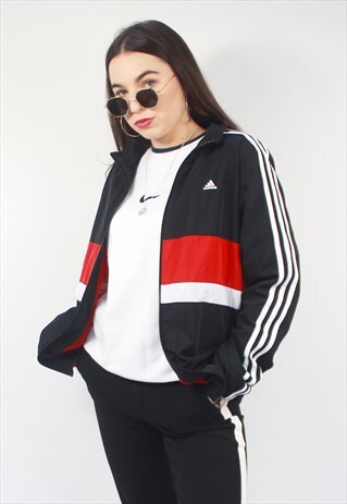 90'S RETRO BLACK & RED OVERSIZED TRACK JACKET