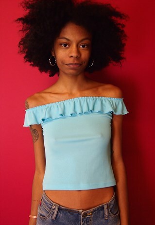 BABY BLUE OFF SHOULDER TOP