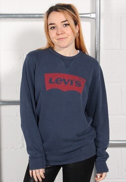 Vintage Levi's Sweatshirt Navy Sports Crewneck Jumper Small