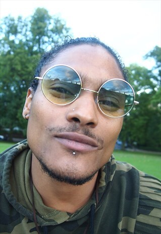 GREEN OMBRE ROUND SUNGLASSES