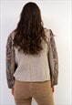 VINTAGE WOMEN'S M LINEN BLAZER JACKET CARDIGAN TRADITIONAL