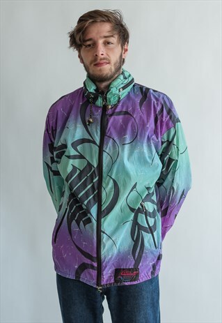 VINTAGE 80S FUNKY RAINCOAT IN MULTICOLOR