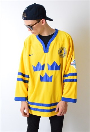 YELLOW NIKE SWEDISH ICE HOCKEY JERSEY SHIRT