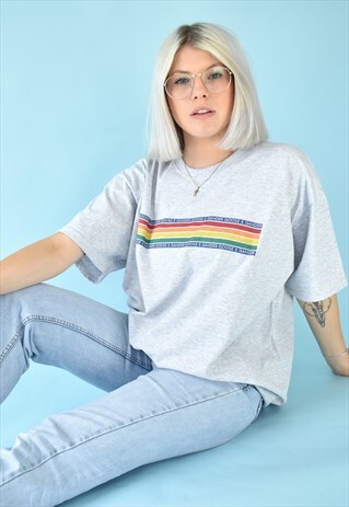 G&G UNISEX HEATHER GREY CHUNKY RAINBOW S/S TEE