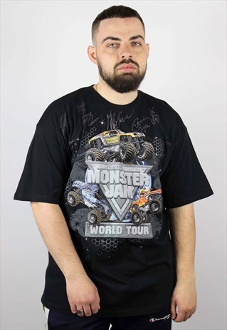 VINTAGE MONSTER JAM T-SHIRT WORLD TOUR SIZE XL BLACK