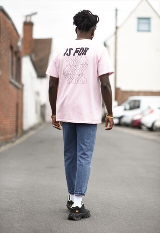 RETRO T-SHIRT IN PINK WITH WAVY PRINT