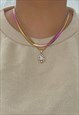 LUCID RAINBOW TEARDROP AND SNAKE HERRINGBONE CHAIN NECKLACE