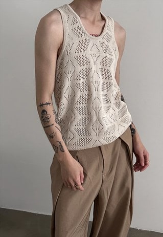 Men's Retro hollow knitted vest  SS24 Vol.3