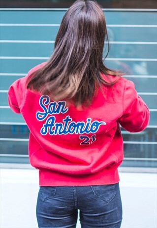 RED CONVERSE BOMBER JACKET (SAN ANTONIO 21)