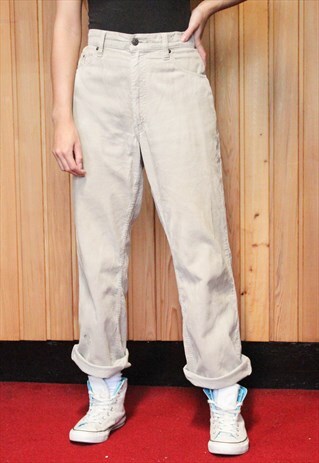 VINTAGE 1990S LEVI'S BEIGE CORD PAINT JEANS