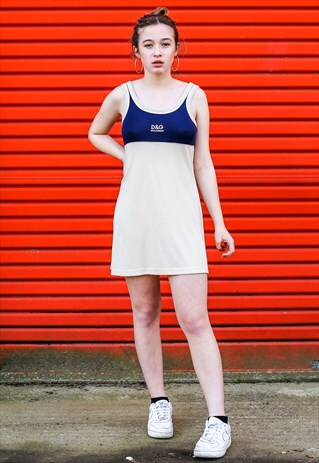 90S DOLCE & GABBANA MINI DRESS WITH SPELL OUT LOGO - RARE