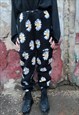 DAISY FLEECE JOGGERS DETACHABLE HANDMADE FLORAL OVERALLS
