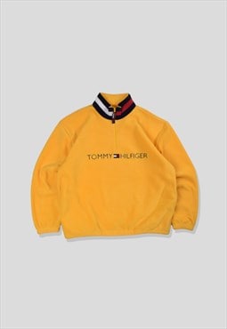 Vintage 90s Tommy Hilfiger Embroidered 1/4 Zip Fleece Yellow