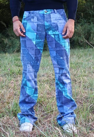 JUST CAVALLI y2k Vintage nos crazy pattern flared jeans