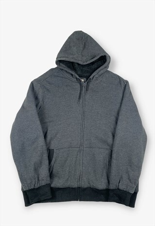 Vintage plain fleece lined zip hoodie charcoal 2xl BV15435