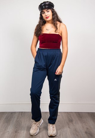 ADIDAS 90'S NAVY BLUE HIGH WAIST TRACKSUIT BOTTOMS TROUSERS