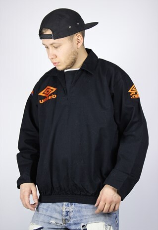 VINTAGE MENS UMBRO PRO TRAINING PULLOVER COTTON JACKET