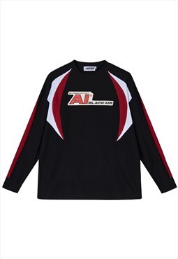 Motorsport sweatshirt thin racing jumper contrast top black