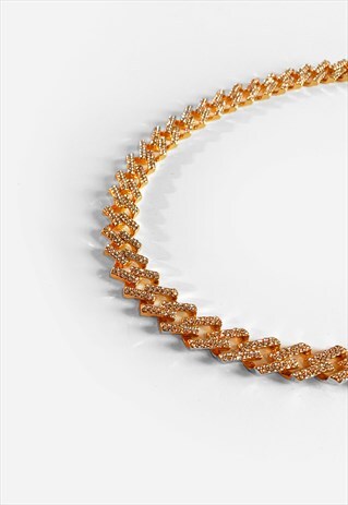 20" 10MM DIAMOND GEOMETRIC ICED DIAMOND NECKLACE - ROSE GOLD