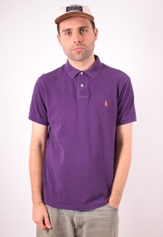 POLO RALPH LAUREN MENS VINTAGE POLO SHIRT LARGE PURPLE 90S
