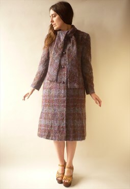 1970's Vintage Purple Boucle Wool Fuzzy Princess Coat