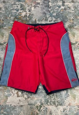 NEW XS Mens Shiny Sheer See RED Run Shorts Swim Running Gym Sports Vintage TV37 