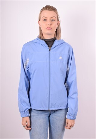 ADIDAS WOMENS VINTAGE TRACKSUIT TOP JACKET LARGE BLUE 90S