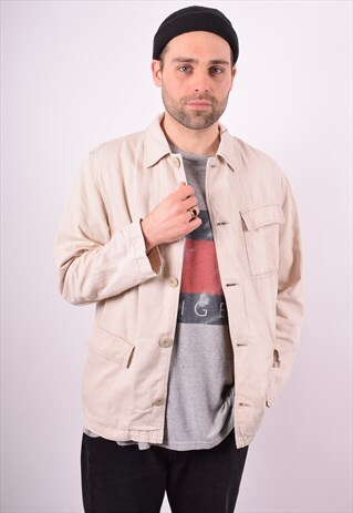 GAS MENS VINTAGE JACKET LARGE BEIGE 90'S