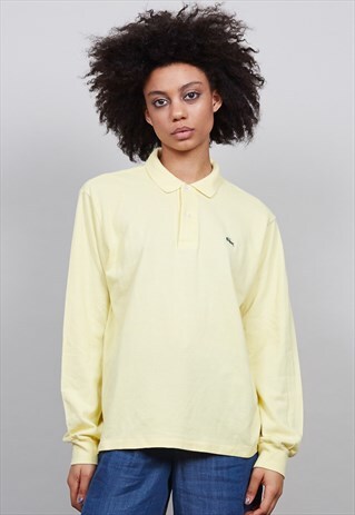 VINTAGE BUTTER CUP LACOSTE LONG SLEEVED POLO SHIRT