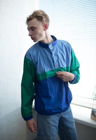 VINTAGE 90'S BLUE COLOUR BLOCK JUMPER